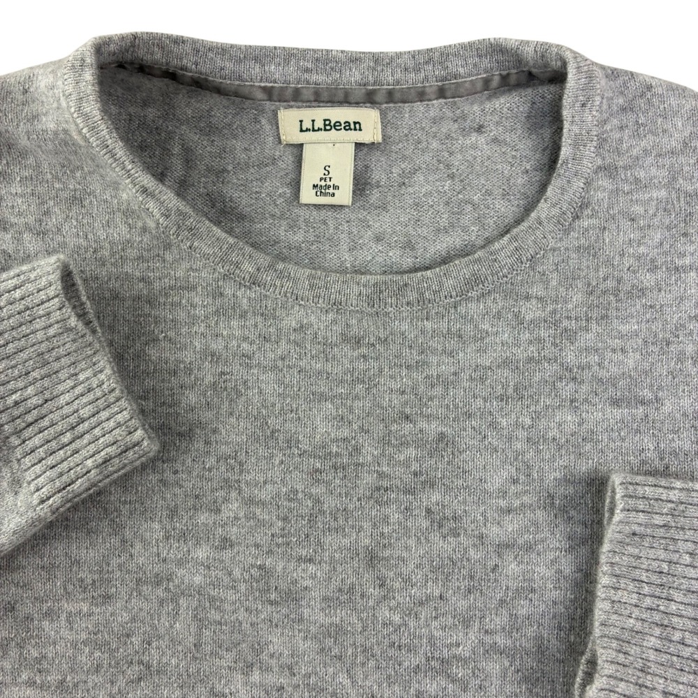 L.L.Bean Cashmere Sweater Womens S Petite Gray Crewneck Long Sleeve Neutral Cozy